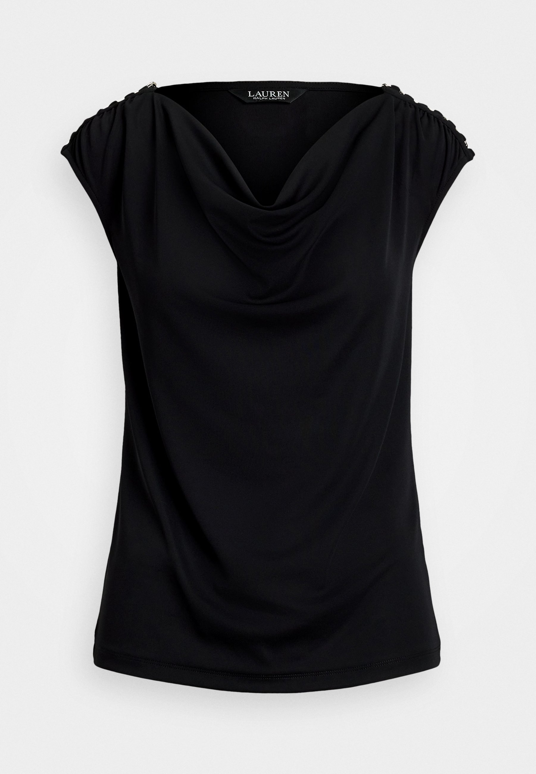 売れ筋商品|||ラルフローレン Tシャツ レディース トップス PRIYANNE JERSEY SLEEVELESS COWLNECK TOP - Print T-shirt - black Lauren Ralph Lauren PRIYANNE JERSEY SLEEVELESS COWLNECK TOP