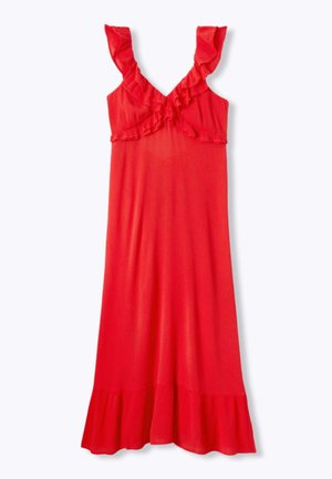 Promod, ROBE LONGUE À VOLANTS - Robe longue - rouge