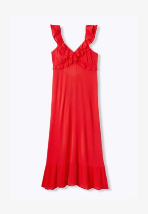 Promod, ROBE LONGUE À VOLANTS - Robe longue - rouge