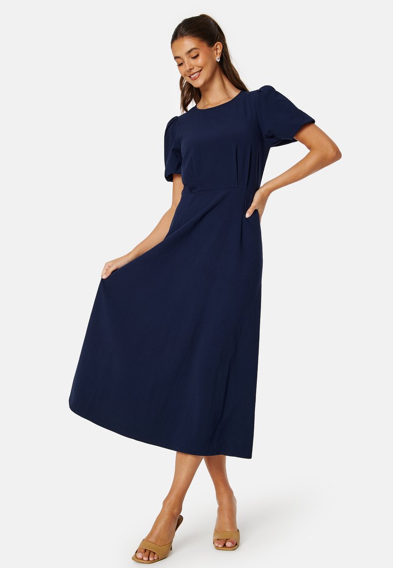 Bubbleroom ROUND NECK PUFF SLEEVE MAXI DRESS - Denní šaty - dark blue