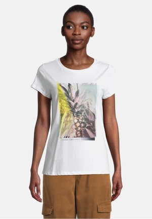 Print T-shirt - white/khaki