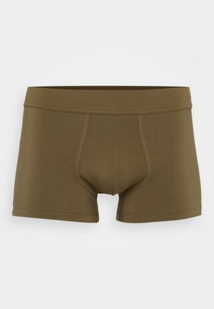 Olivgrüne, enganliegende Boxershorts aus weichem Stoff. Sie verfügen über einen breiten Bund mit feinen Nähdetails und einem konturierten Pouch.