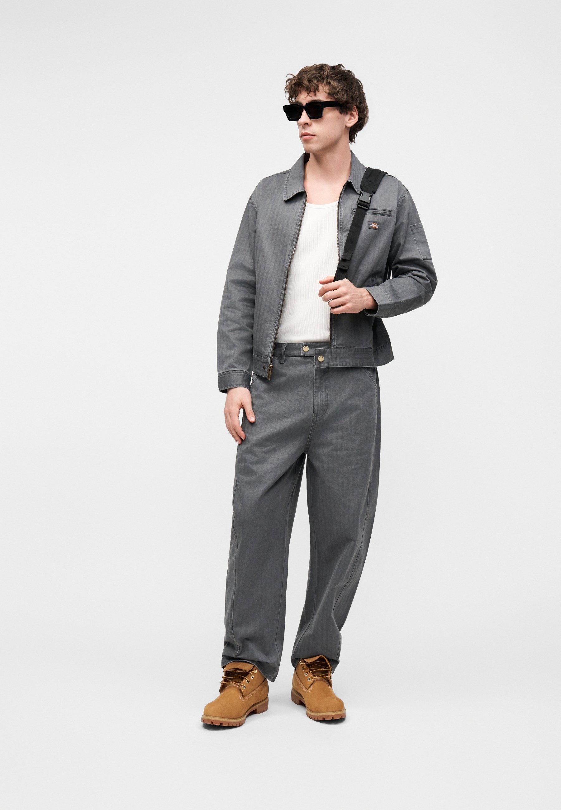 Dickies HERRINGBONE BARREL WORK PANTS - Relaxed fit jeans - slate