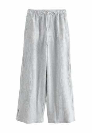 PETITE FIT - TEXTURED WIDE LEG  - Pantaloni - white grey stripe