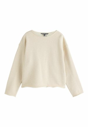 Beige Sweatshirt mit langen Ärmeln, Rundhalsausschnitt und lockerer, leicht kastiger Passform.