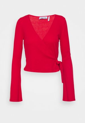 WRAP FRONT RIBBED LONG SLEEVE - Top s dlouhým rukávem - scarlet red