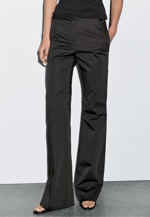 Massimo Dutti FLARED FIT - Trousers - black