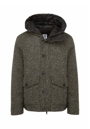 Bomboogie SHORT COAT WITH HOOD IN RIBBED KNIT - Veste d'hiver - dove brown