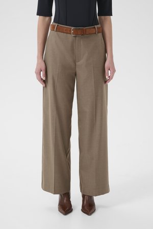 PAULA STRAIGHT PANTS - Bukse - dark timberwolf melange
