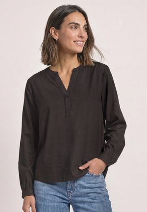 Street One, SPLIT NECK TUNIKA - Bluse - black coffee