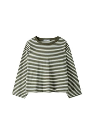 Stradivarius, OVERSIZE STRIPED LONG SLEEVE T-SHIRT 07047550 - Longsleeve - khaki