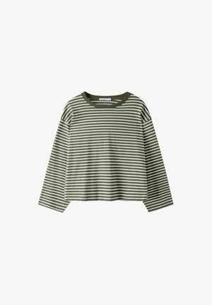 Stradivarius, OVERSIZE STRIPED LONG SLEEVE T-SHIRT 07047550 - Longsleeve - khaki