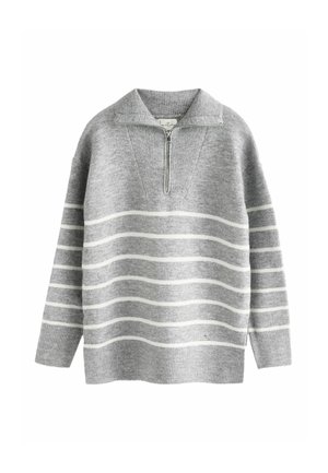 HALF ZIP - Svetrík - grey stripe