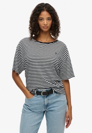 STUDIOS DROPPED SHOULDER - Camiseta básica - black white stripe