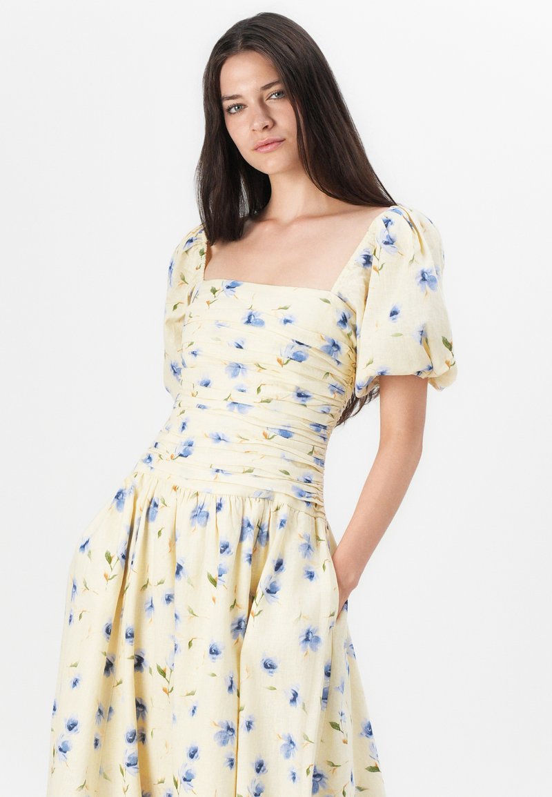 Abercrombie & Fitch EMERSON PUFF MAXI - Day dress - yellow - Zalando.ie