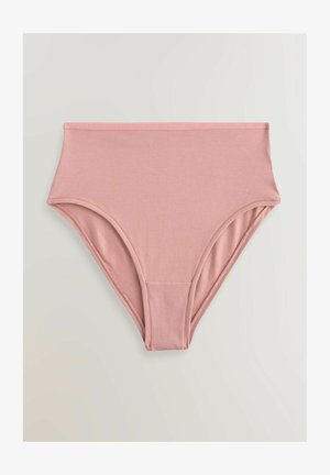 Culotte taille haute rose clair en tissu doux. Elle présente une taille élastique lisse et des bords sans coutures pour plus de confort.