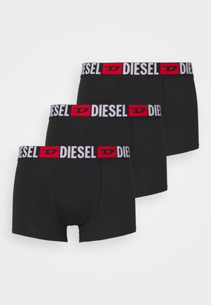 Sorte bomulds boxershorts med en hvid og rød "DIESEL" logo elastik. Har et tætsiddende design og glat tekstur. Pakke med tre.