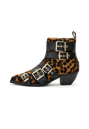 Cowboy/biker ankle boot - black leopard