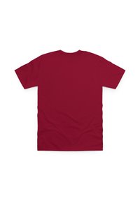 Bordový tričko s krátkým rukávem vyrobené z bavlny, s klasickým kulatým výstřihem, hladkým povrchem a jednoduchým zadním dílem bez grafiky nebo vzorů.