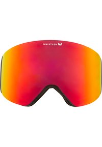 Whistler skidpansar med en stor, böjd lins som har en gradient av röda, orange och gula nyanser; svart skumvaddering längs ramen.