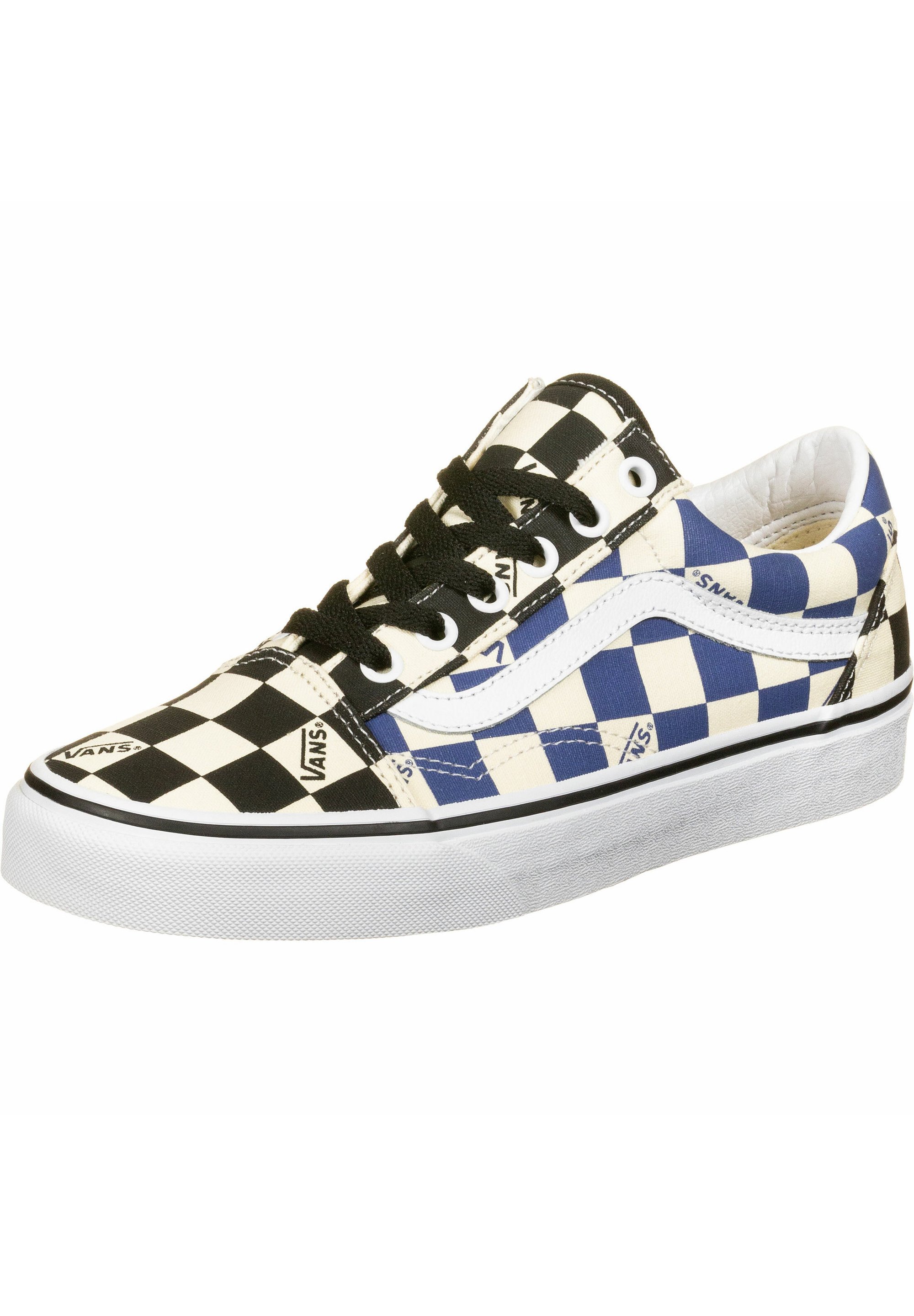old skool vans blue checkered