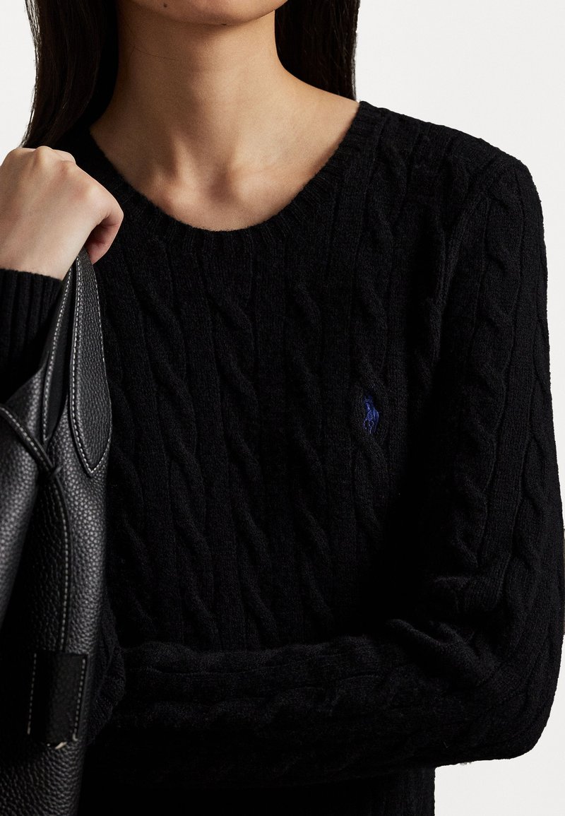Polo Ralph Lauren CABLE-KNIT POPLIN DRESS - Jumper dress - black -  Zalando.co.uk