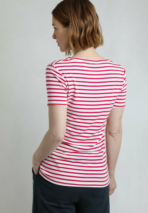 NATALIE STRIPED CREW NECK - Print T-shirt - crimson