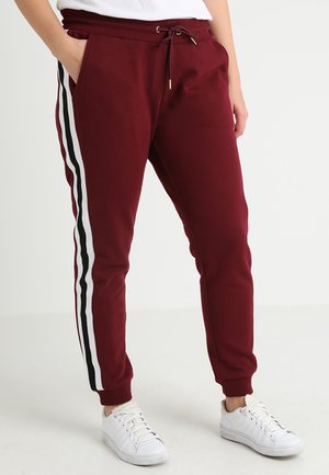 Urban Classics LADIES COLLEGE CONTRAST - Teplákové kalhoty - port/white/black