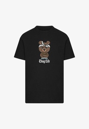 Mister Tee, BANDANA BEAR SKETCH - Trükipildiga T-särk - black
