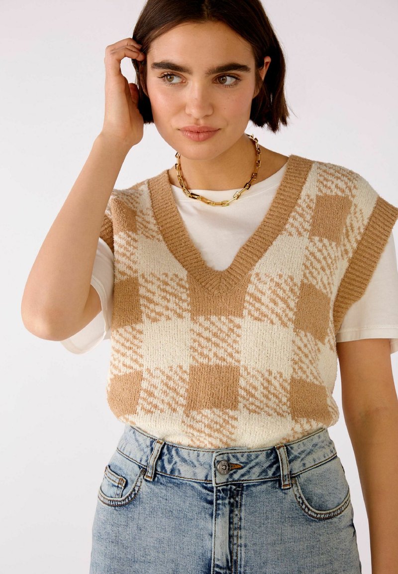 Damen Strickjacken | Oui Strickpullover white camel/camel - EH85742 Damen Strickjacken | Oui Strickpullover white camel/camel - EH85742