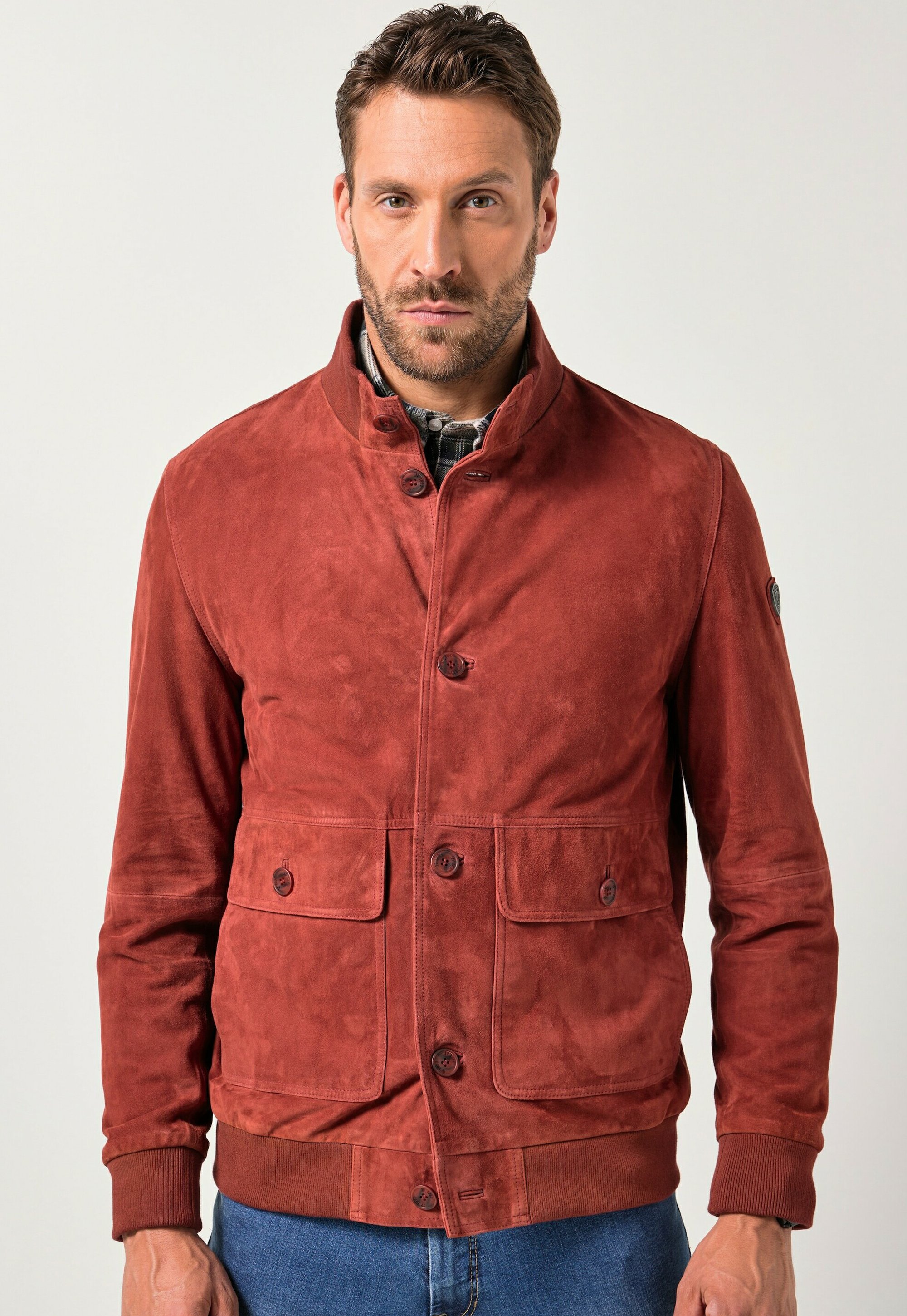 Chemise Slim en lin beige à col tunisien Father & Sons