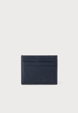 Navyblauer Leder-Kartenhalter mit drei Kartenfächern und geprägt "Polo Ralph Lauren" Logo mittig auf der Vorderseite.