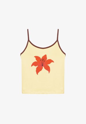 PULL&BEAR, STRAPPY FLORAL RIBBED - TOP - Top - yellow