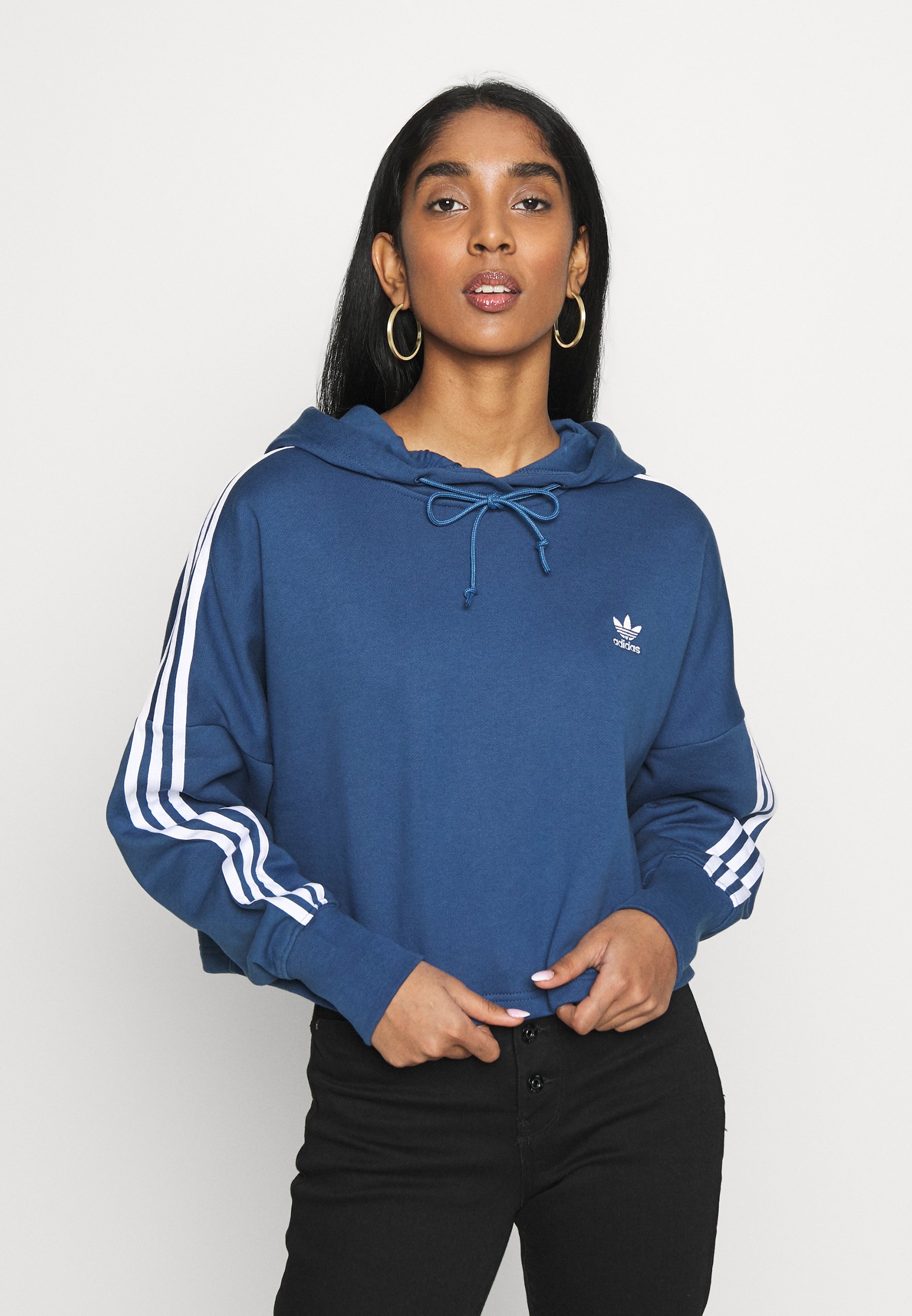 adidas originals adicolor cropped hoodie in white