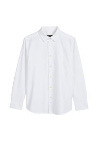 Witte blouse met lange mouwen, gemaakt van katoen. Bevat een klassieke kraag, knopen aan de voorkant en een subtiel geborduurd logo op de borst.