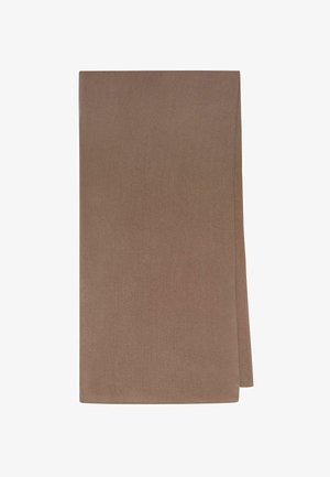 Couverture rectangulaire marron en tissu doux avec une texture lisse, sans motifs ni accents, mesurant environ 200 x 150 cm.