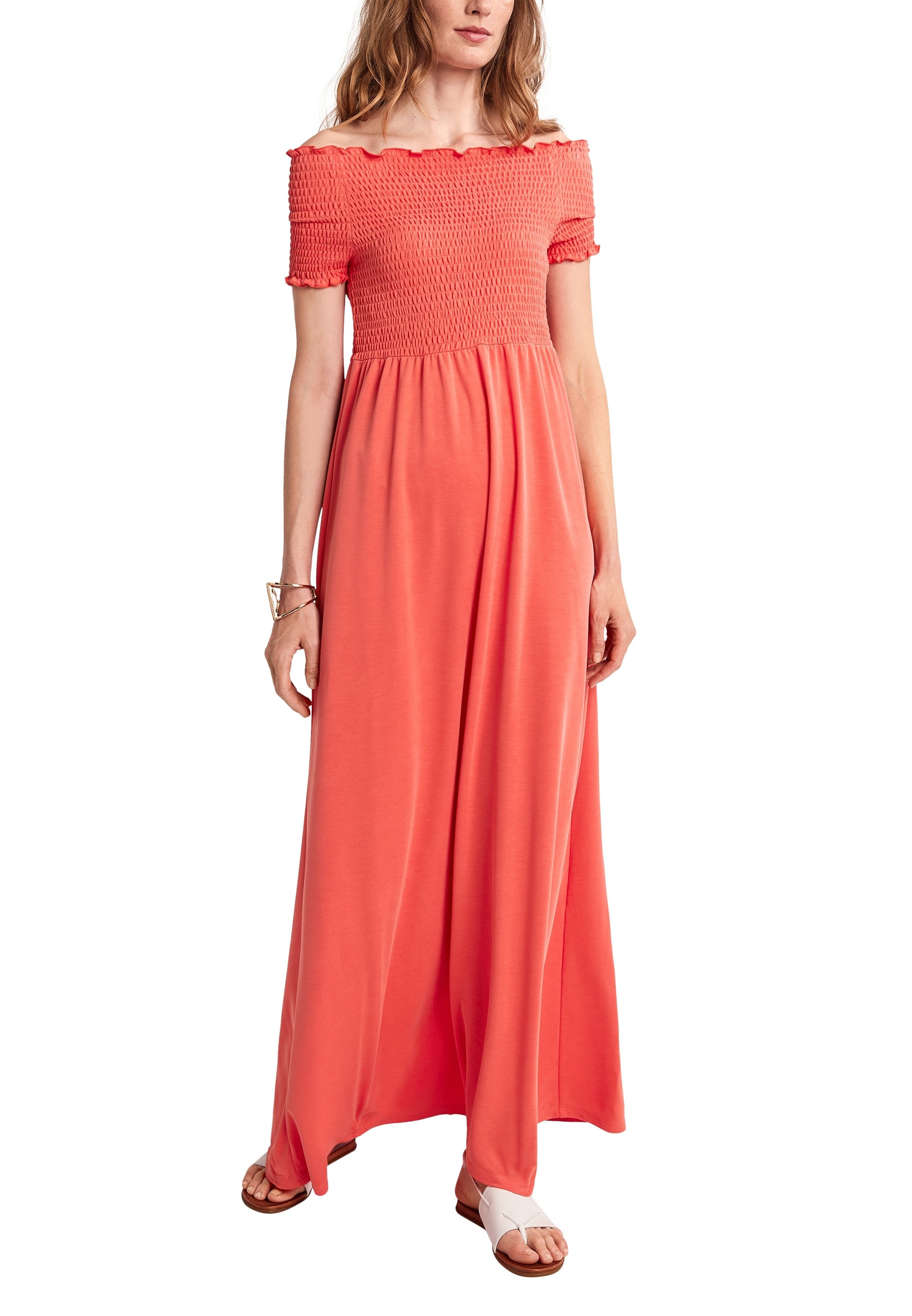 comma GESMOKTES - Vestito lungo - coral/rosa salmone - Zalando