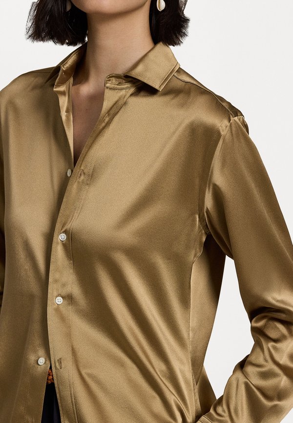 SLIM FIT SILK SHIRT - Button-down blouse - tan4