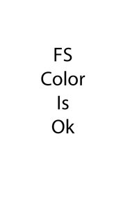 Weißer Hintergrund mit fettem schwarzen Text "FS Farbe ist in Ordnung." Der Text ist sowohl vertikal als auch horizontal zentriert und verwendet eine große, klare Schriftart.