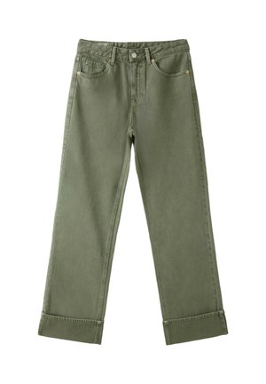 Stradivarius, D92 STRAIGHT WIDE JEANS - Wide Leg - mottled dark green