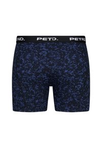 Herrboxershorts i mörkblått med ett strukturerat mönster. Har en svart midjeband med "PETROL."-logotypen i vitt. Tätt sittande design.
