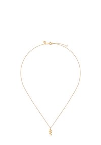 Złoty naszyjnik z cienkim łańcuszkiem oraz delikatnym zawieszką w kształcie liścia, minimalistyczny design, gładka faktura i zapięcie na zatrzask.