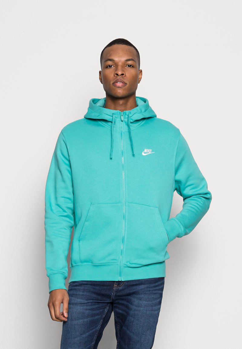 Nike Sportswear M CLUB HOODIE FZ BB - Camisola com fecho - washed teal/white