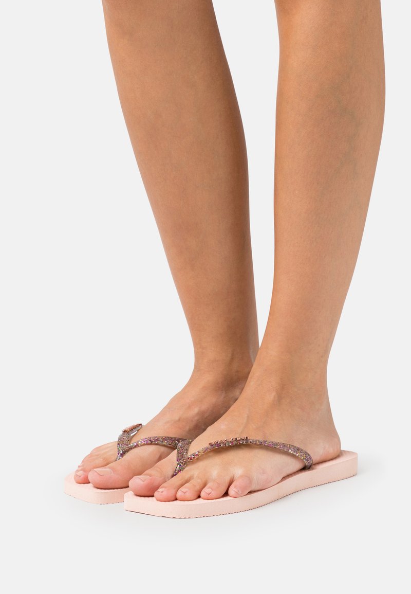 Havaianas SLIM SQUARE LOGO METALLIC - Infradito da bagno - ballet rose