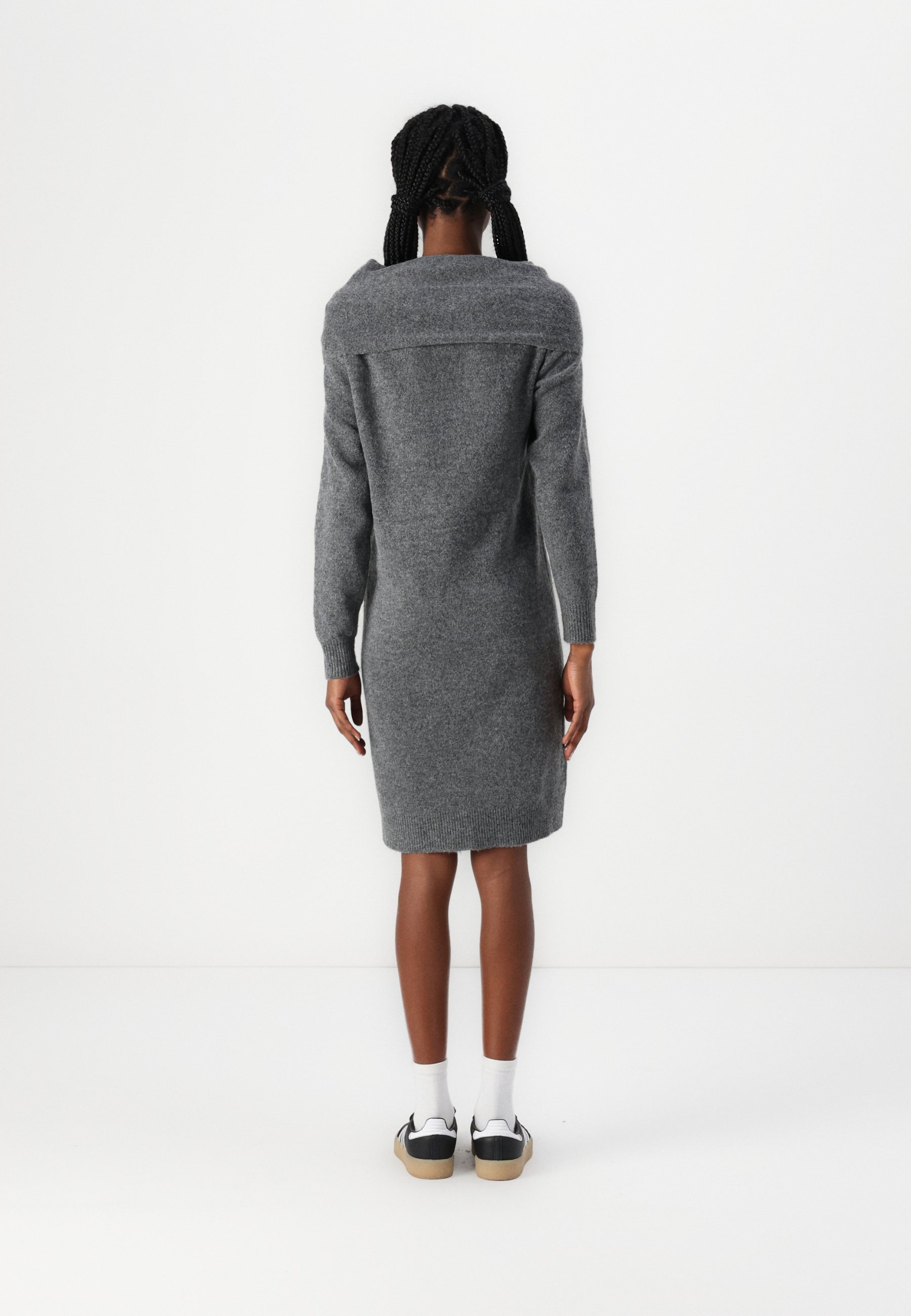 VILA VIKENYA OFF SHOULDER SHORT DRESS - Jumper dress - dark grey