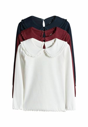 REGULAR FIT - 3 PACK LONG SLEEVE COLLAR  - Long sleeved top - navy dark red cream