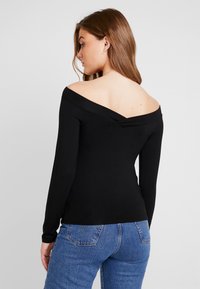 PIECES Top PCMALIVA Donna - Maniche Lunghe, Scollo A V Doppio, Elasticizzato, Vestibilità Regolare, Nero