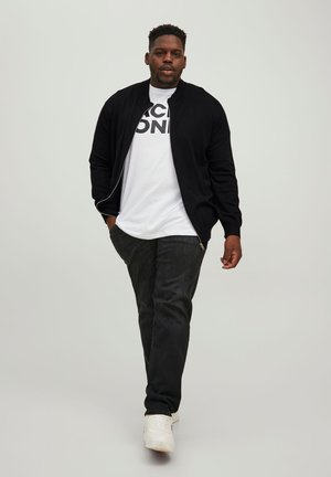 JJEMIL TURTLE ZIP CARDIGAN - Cardigan - black
