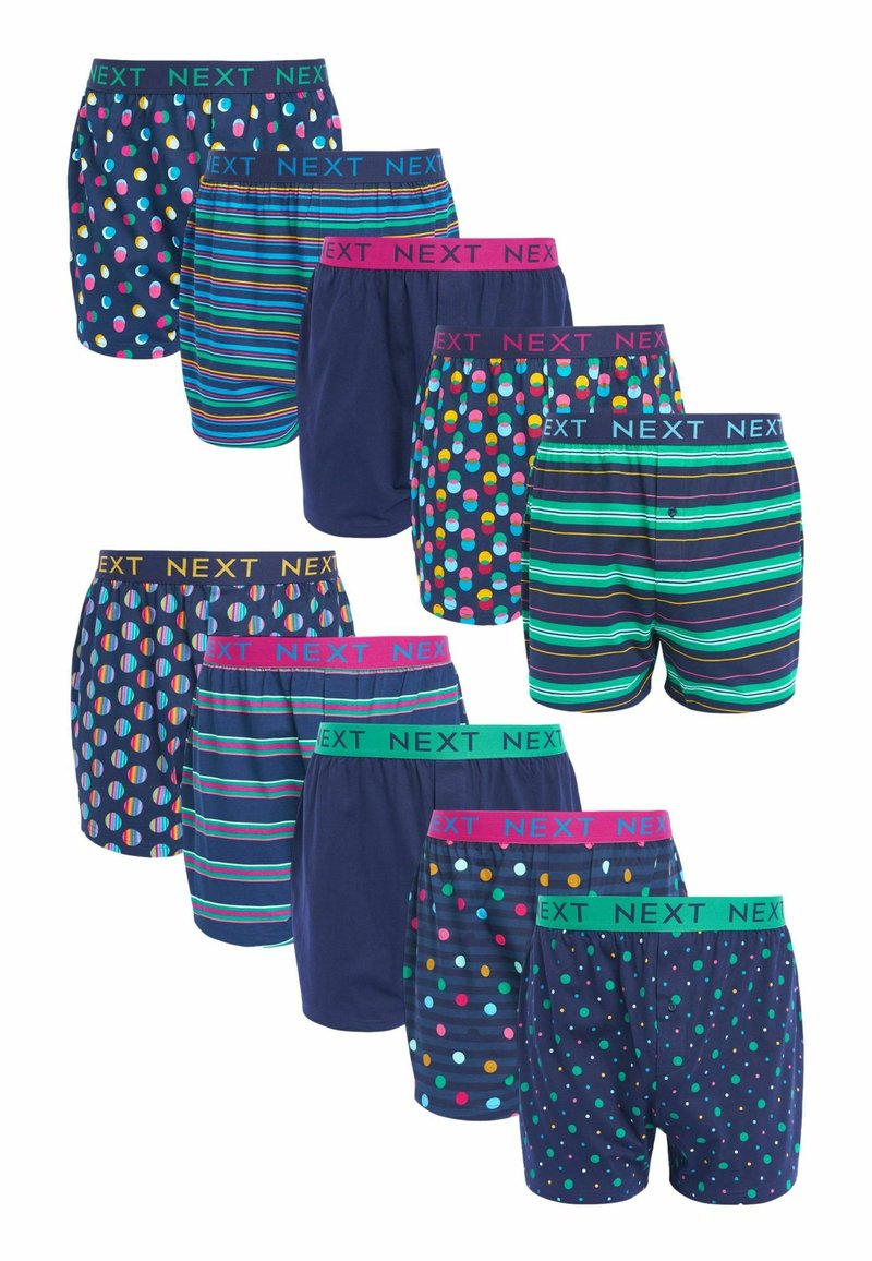 Next TEN PACK - Boxershorts - navy blue spot stripe