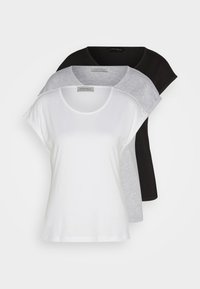 3 PACK - Paprasti marškinėliai - black/white/mottled light grey